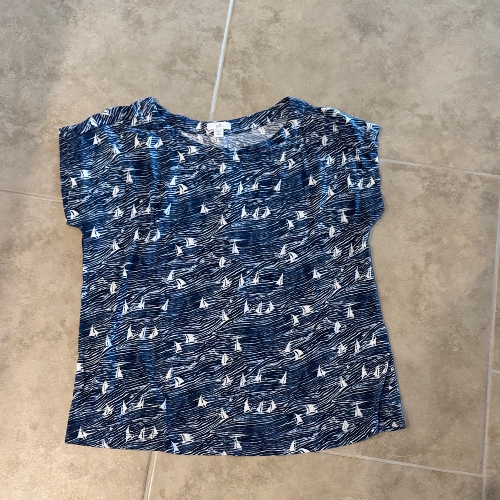 J. Jill Nautical Wave Tee - Blue and White SZ S Never worn